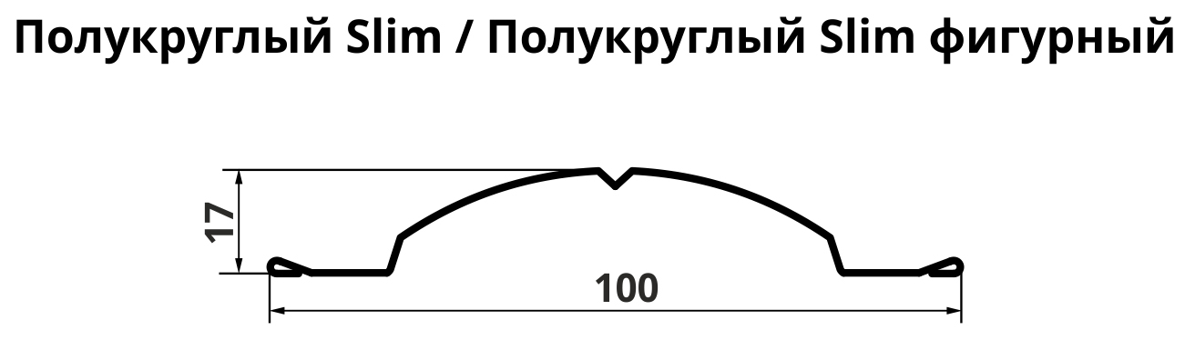 Штакетник полукруглый Slim чертёж